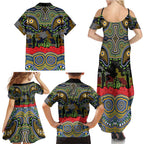 ANZAC Day Parramatta Eels Family Matching Summer Maxi Dress and Hawaiian Shirt Military Memorial Aboriginal Indigenous Art