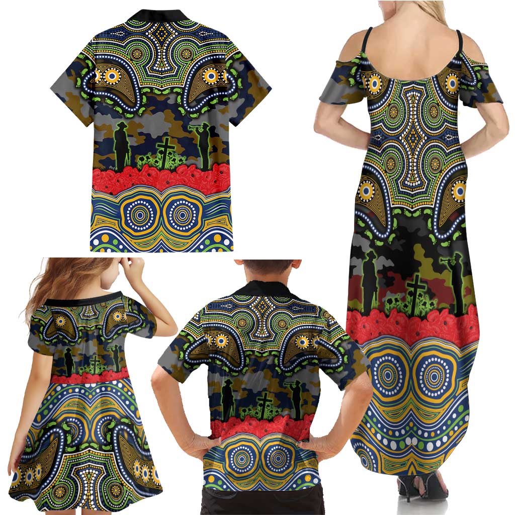 ANZAC Day Parramatta Eels Family Matching Summer Maxi Dress and Hawaiian Shirt Military Memorial Aboriginal Indigenous Art