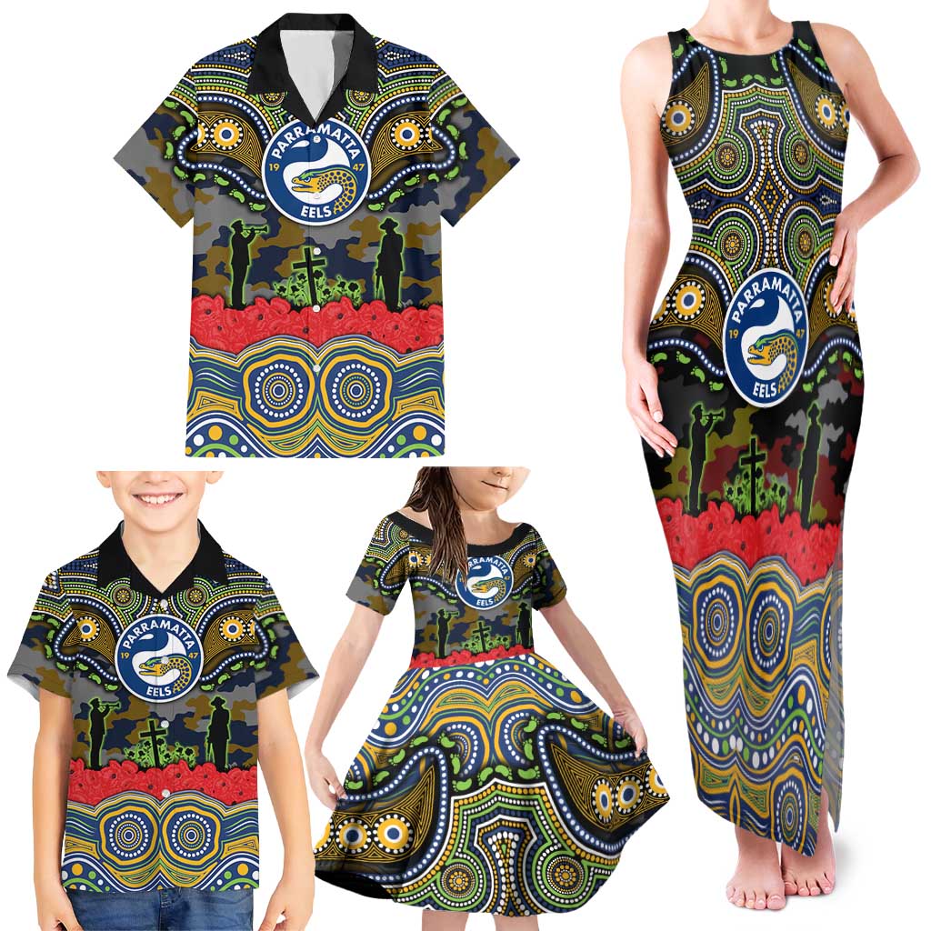 ANZAC Day Parramatta Eels Family Matching Tank Maxi Dress and Hawaiian Shirt Military Memorial Aboriginal Indigenous Art