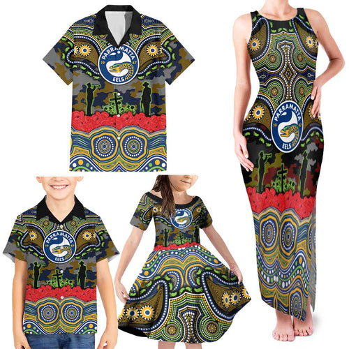 ANZAC Day Parramatta Eels Family Matching Tank Maxi Dress and Hawaiian Shirt Military Memorial Aboriginal Indigenous Art