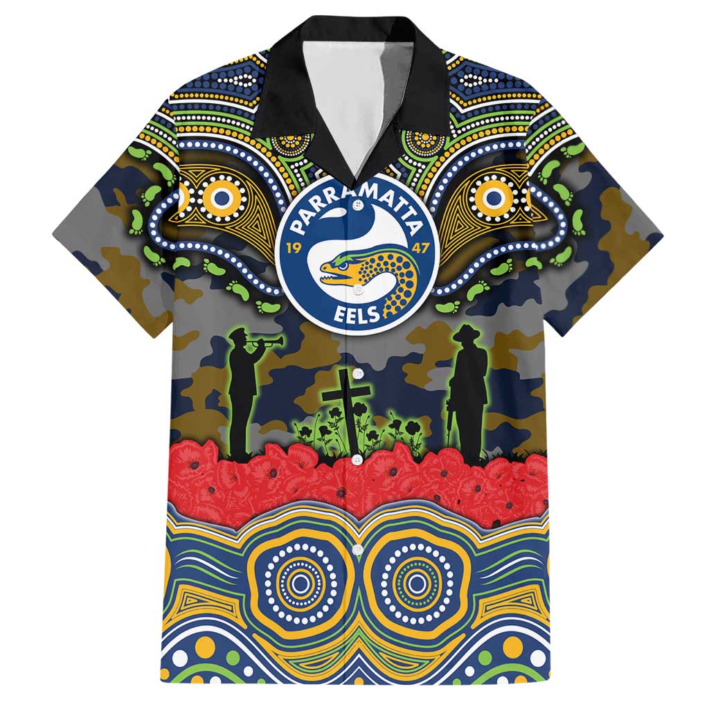 ANZAC Day Parramatta Eels Hawaiian Shirt Military Memorial Aboriginal Indigenous Art
