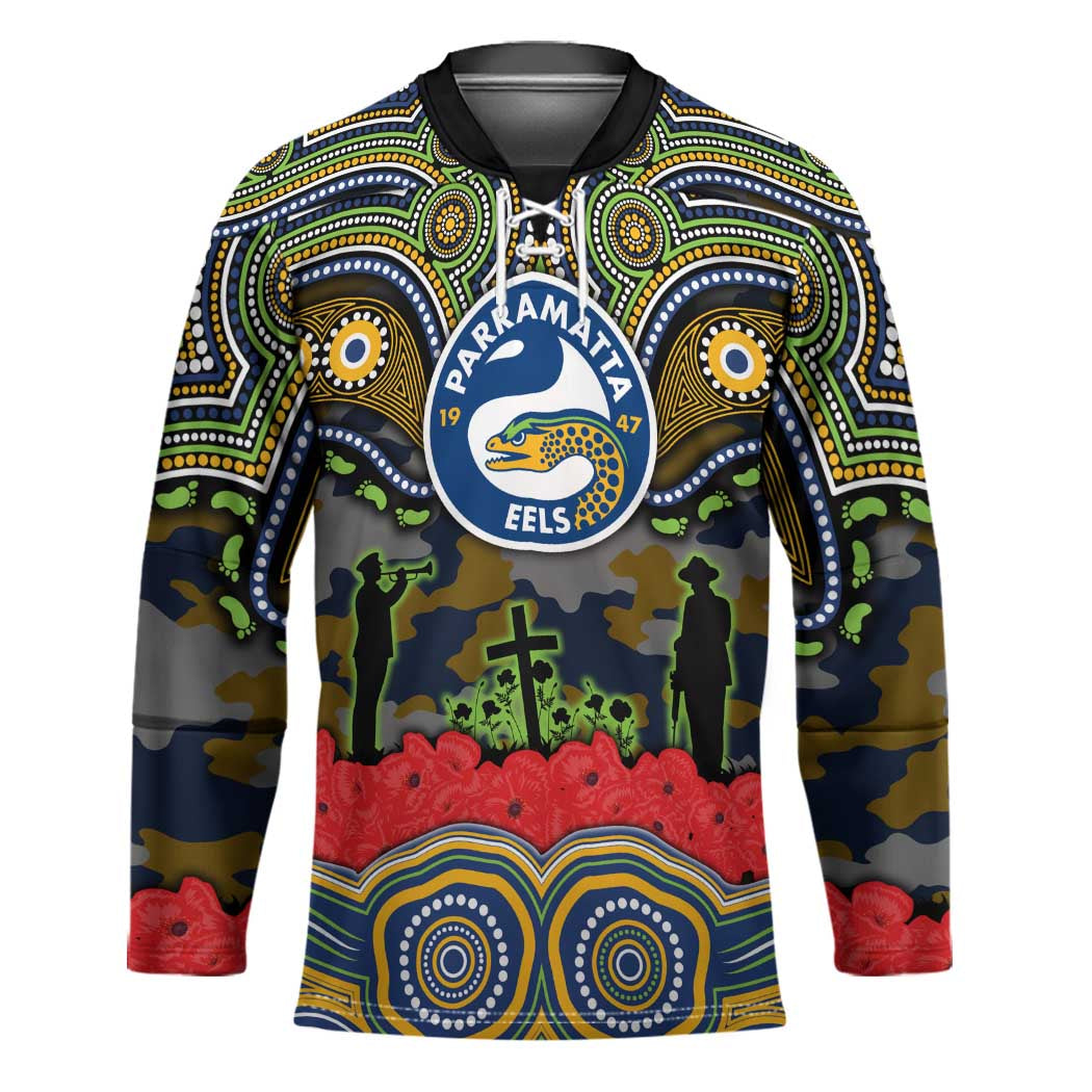 ANZAC Day Parramatta Eels Hockey Jersey Military Memorial Aboriginal Indigenous Art