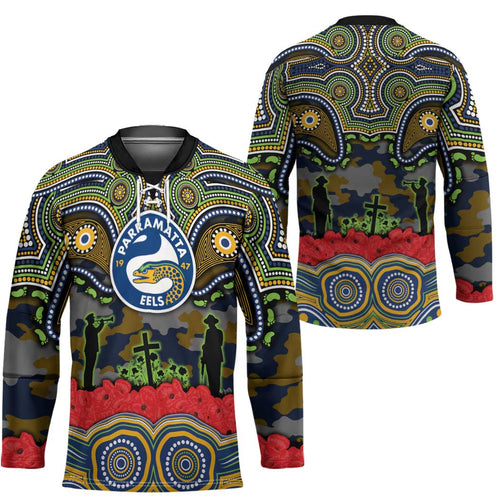 ANZAC Day Parramatta Eels Hockey Jersey Military Memorial Aboriginal Indigenous Art