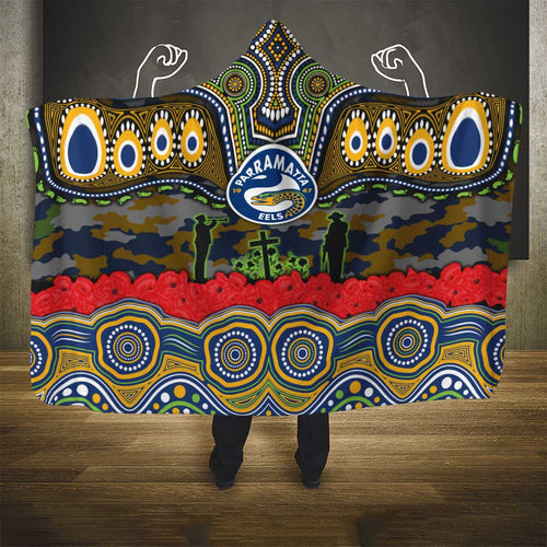 ANZAC Day Parramatta Eels Hooded Blanket Military Memorial Aboriginal Indigenous Art