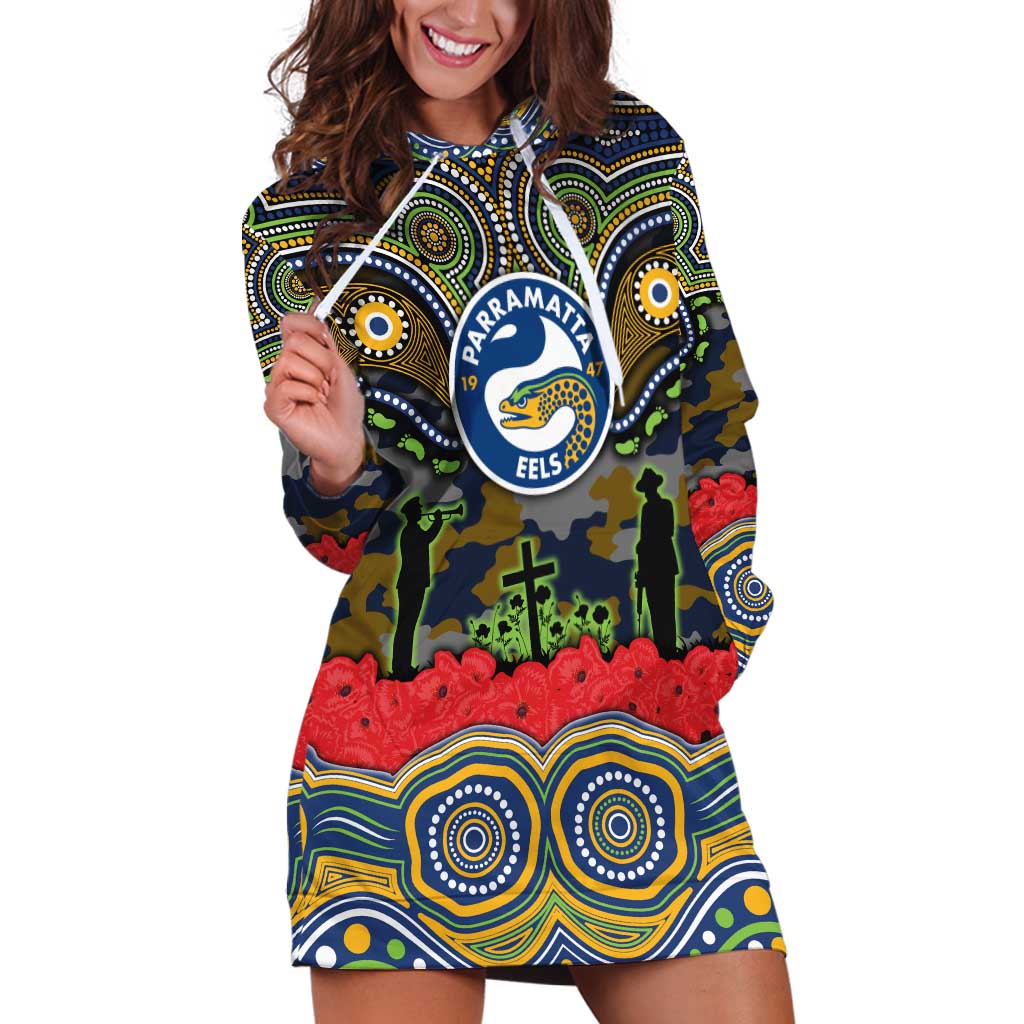 ANZAC Day Parramatta Eels Hoodie Dress Military Memorial Aboriginal Indigenous Art