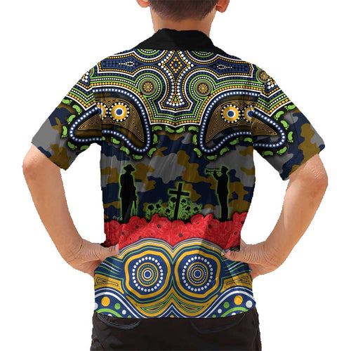 ANZAC Day Parramatta Eels Kid Hawaiian Shirt Military Memorial Aboriginal Indigenous Art