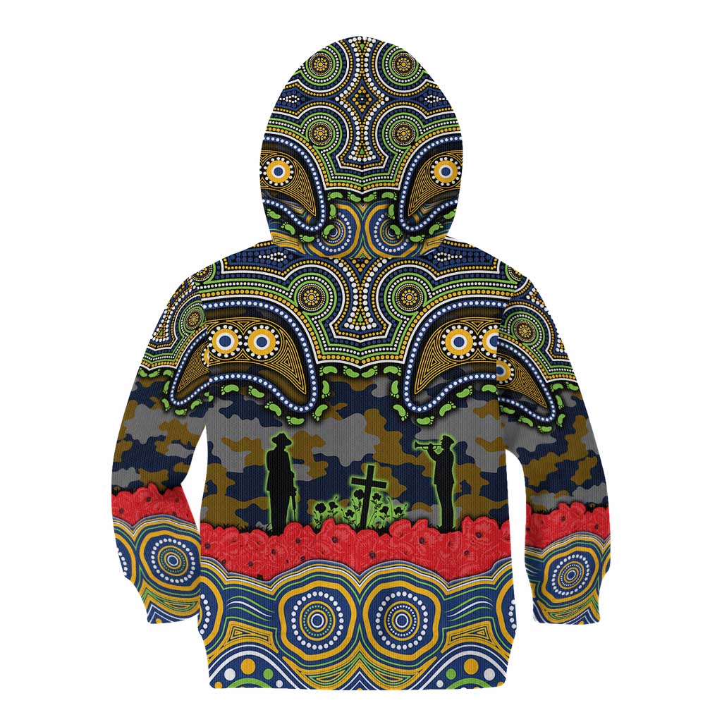 ANZAC Day Parramatta Eels Kid Hoodie Military Memorial Aboriginal Indigenous Art
