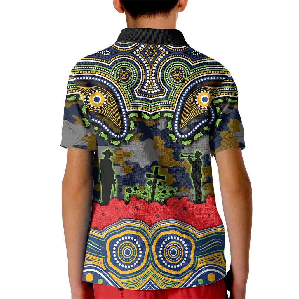 ANZAC Day Parramatta Eels Kid Polo Shirt Military Memorial Aboriginal Indigenous Art