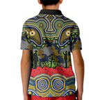 ANZAC Day Parramatta Eels Kid Polo Shirt Military Memorial Aboriginal Indigenous Art