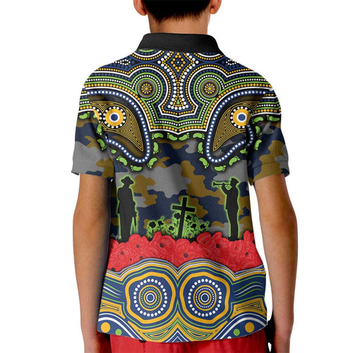 ANZAC Day Parramatta Eels Kid Polo Shirt Military Memorial Aboriginal Indigenous Art