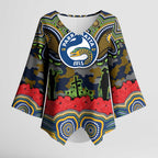 ANZAC Day Parramatta Eels Kimono Sleeve Blouse Military Memorial Aboriginal Indigenous Art