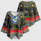 ANZAC Day Parramatta Eels Kimono Sleeve Blouse Military Memorial Aboriginal Indigenous Art
