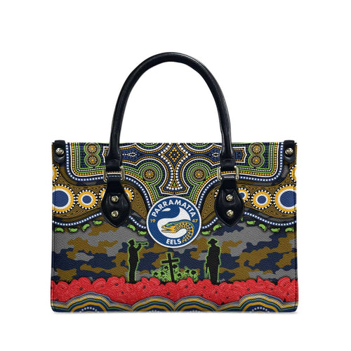 ANZAC Day Parramatta Eels Leather Bag Military Memorial Aboriginal Indigenous Art