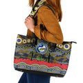 ANZAC Day Parramatta Eels Leather Tote Bag Military Memorial Aboriginal Indigenous Art