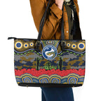 ANZAC Day Parramatta Eels Leather Tote Bag Military Memorial Aboriginal Indigenous Art