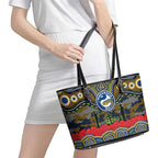 ANZAC Day Parramatta Eels Leather Tote Bag Military Memorial Aboriginal Indigenous Art