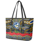 ANZAC Day Parramatta Eels Leather Tote Bag Military Memorial Aboriginal Indigenous Art