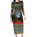 ANZAC Day Parramatta Eels Long Sleeve Bodycon Dress Military Memorial Aboriginal Indigenous Art