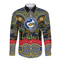 ANZAC Day Parramatta Eels Long Sleeve Button Shirt Military Memorial Aboriginal Indigenous Art