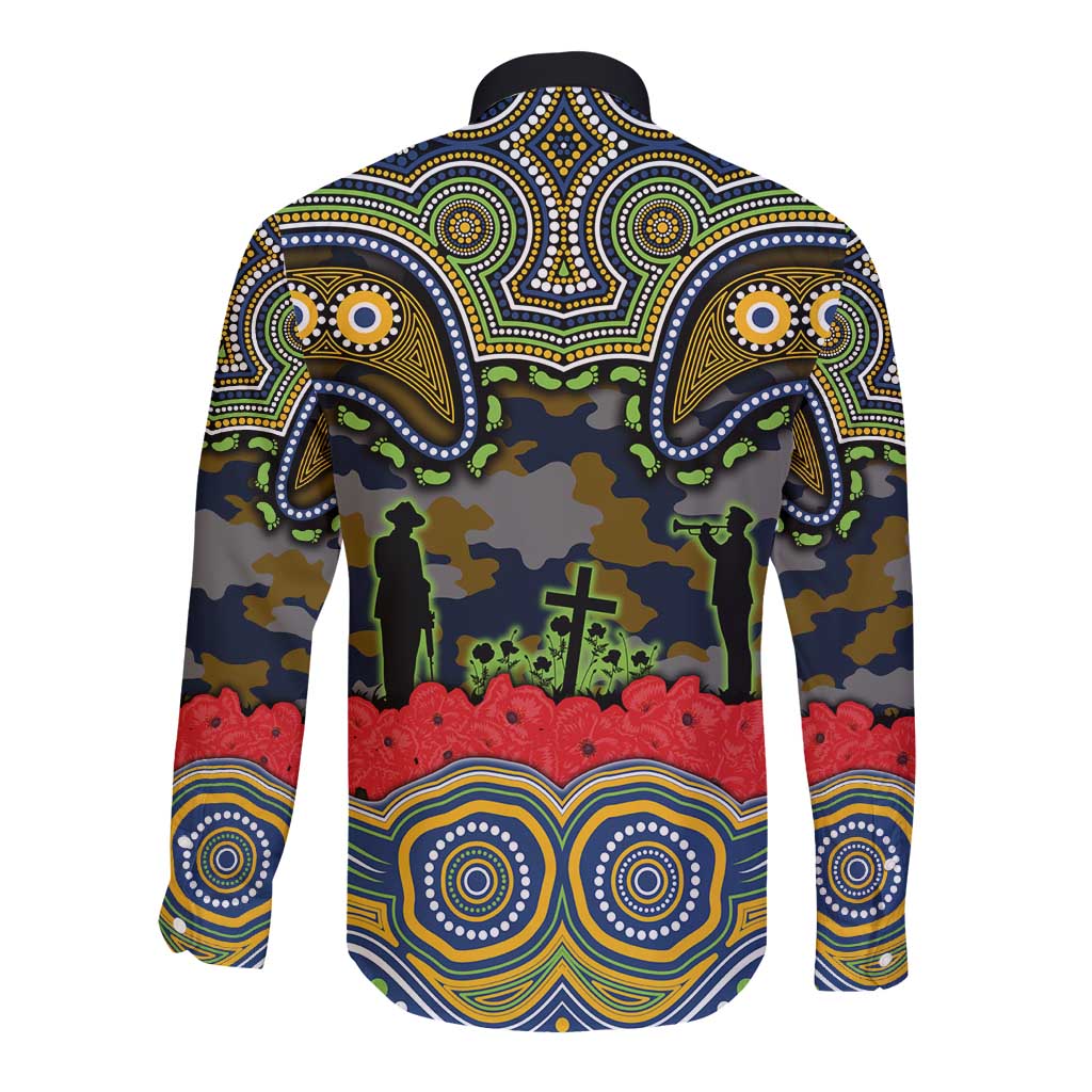 ANZAC Day Parramatta Eels Long Sleeve Button Shirt Military Memorial Aboriginal Indigenous Art