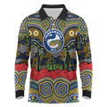 ANZAC Day Parramatta Eels Long Sleeve Polo Shirt Military Memorial Aboriginal Indigenous Art
