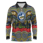 ANZAC Day Parramatta Eels Long Sleeve Polo Shirt Military Memorial Aboriginal Indigenous Art