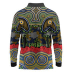 ANZAC Day Parramatta Eels Long Sleeve Polo Shirt Military Memorial Aboriginal Indigenous Art