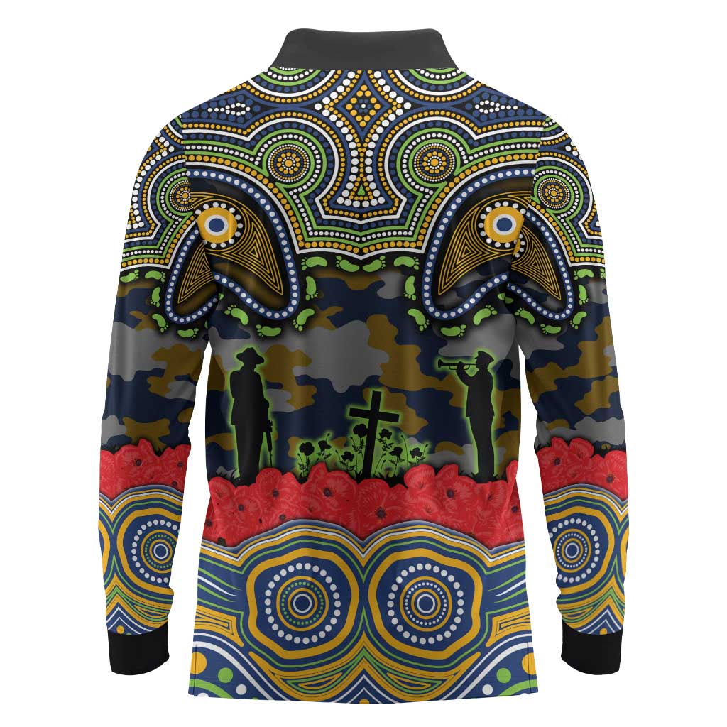 ANZAC Day Parramatta Eels Long Sleeve Polo Shirt Military Memorial Aboriginal Indigenous Art