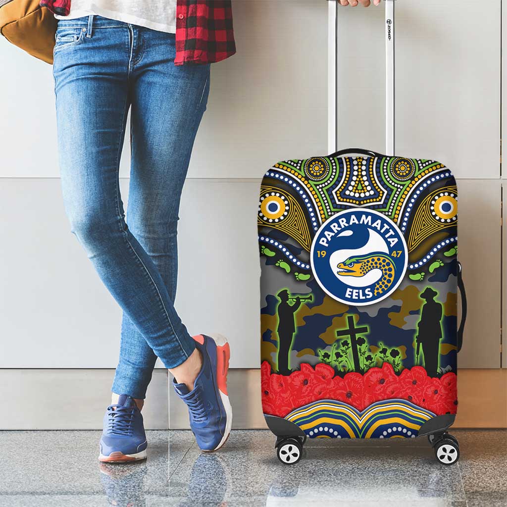 ANZAC Day Parramatta Eels Luggage Cover Military Memorial Aboriginal Indigenous Art