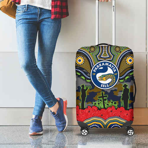 ANZAC Day Parramatta Eels Luggage Cover Military Memorial Aboriginal Indigenous Art