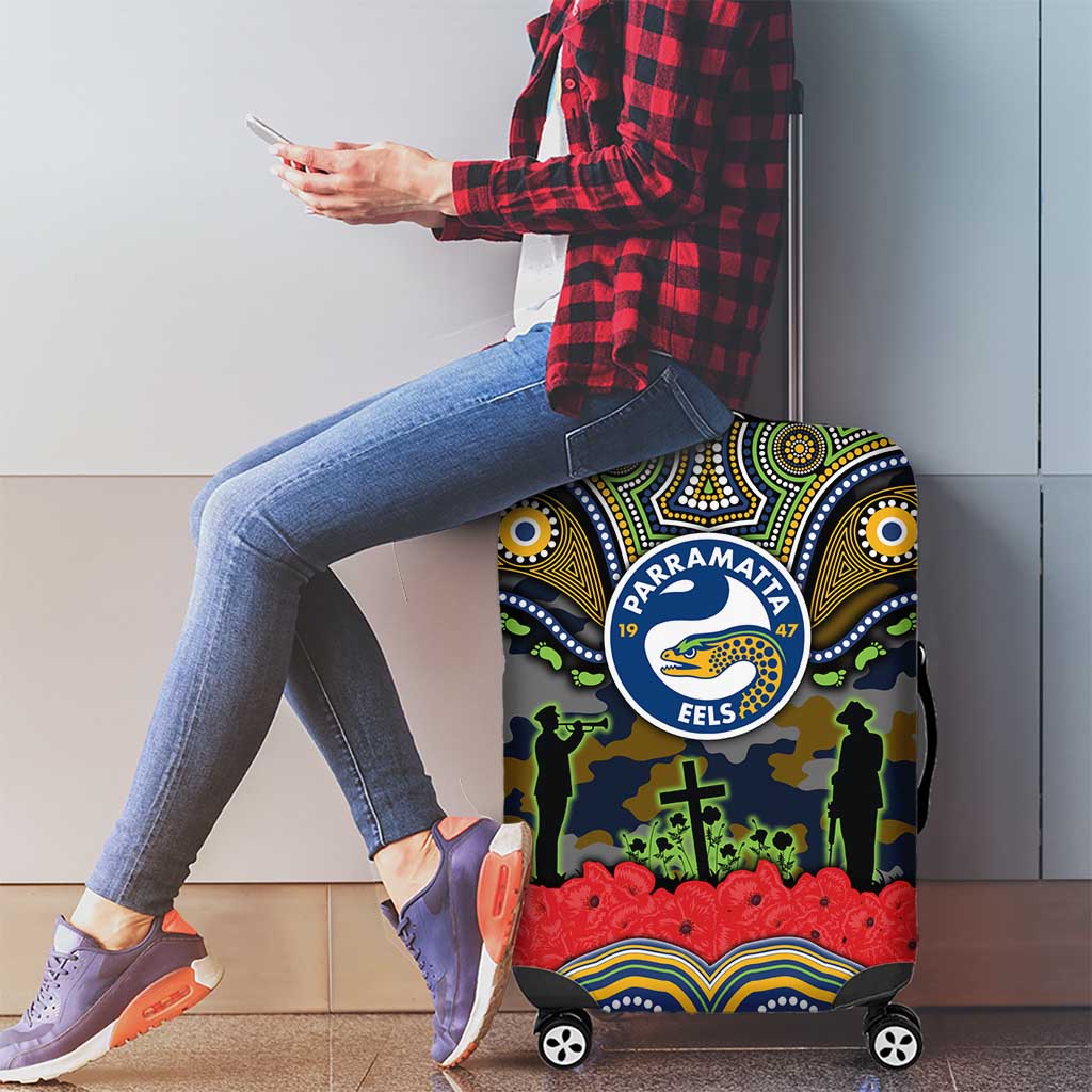 ANZAC Day Parramatta Eels Luggage Cover Military Memorial Aboriginal Indigenous Art