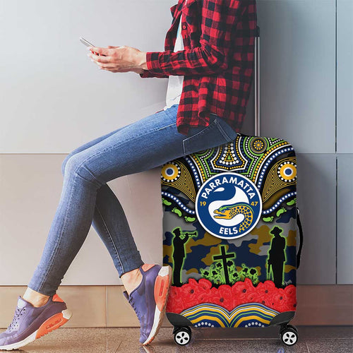 ANZAC Day Parramatta Eels Luggage Cover Military Memorial Aboriginal Indigenous Art