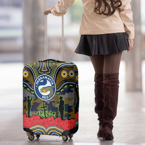 ANZAC Day Parramatta Eels Luggage Cover Military Memorial Aboriginal Indigenous Art
