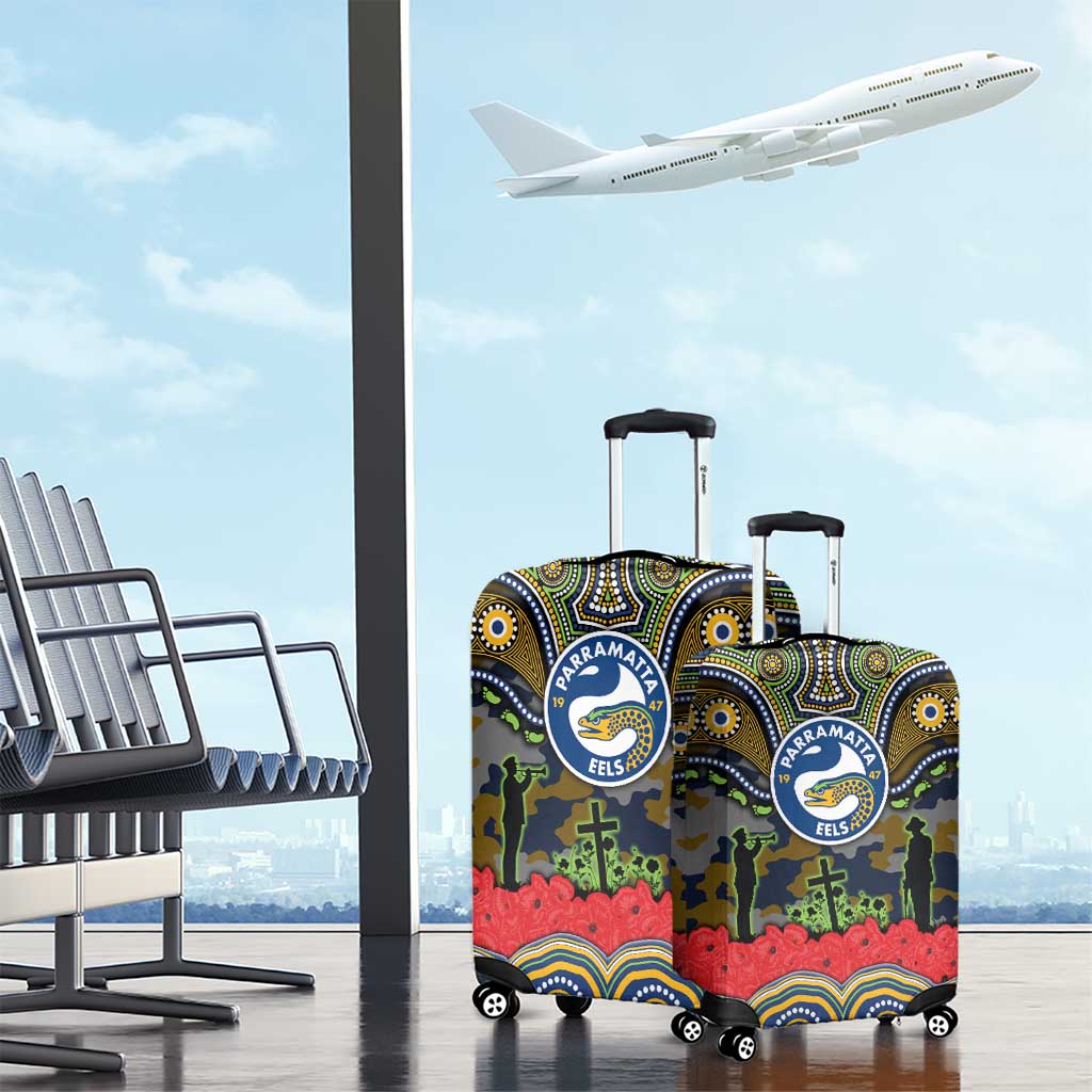 ANZAC Day Parramatta Eels Luggage Cover Military Memorial Aboriginal Indigenous Art
