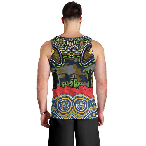 ANZAC Day Parramatta Eels Men Tank Top Military Memorial Aboriginal Indigenous Art