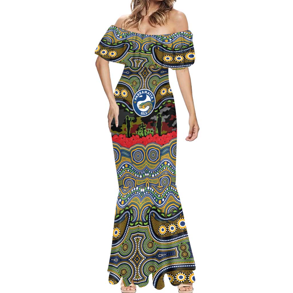 ANZAC Day Parramatta Eels Mermaid Dress Military Memorial Aboriginal Indigenous Art