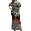 ANZAC Day Parramatta Eels Off Shoulder Maxi Dress Military Memorial Aboriginal Indigenous Art