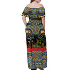 ANZAC Day Parramatta Eels Off Shoulder Maxi Dress Military Memorial Aboriginal Indigenous Art