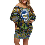 ANZAC Day Parramatta Eels Off Shoulder Short Dress Military Memorial Aboriginal Indigenous Art