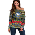ANZAC Day Parramatta Eels Off Shoulder Sweater Military Memorial Aboriginal Indigenous Art