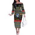 ANZAC Day Parramatta Eels Off The Shoulder Long Sleeve Dress Military Memorial Aboriginal Indigenous Art