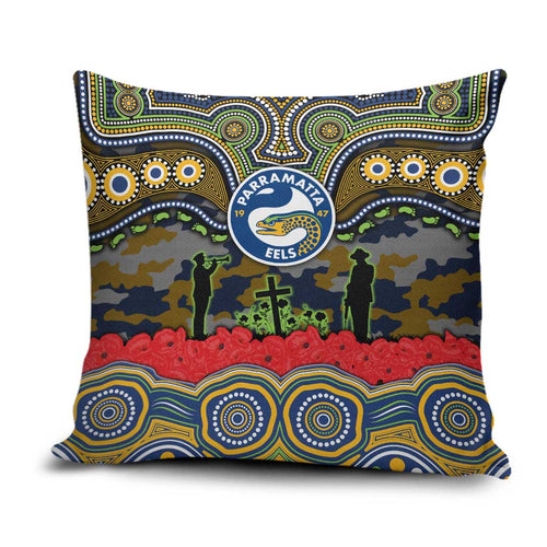 ANZAC Day Parramatta Eels Pillow Cover Military Memorial Aboriginal Indigenous Art
