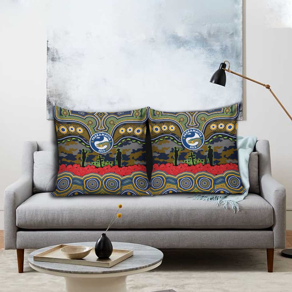 ANZAC Day Parramatta Eels Pillow Cover Military Memorial Aboriginal Indigenous Art