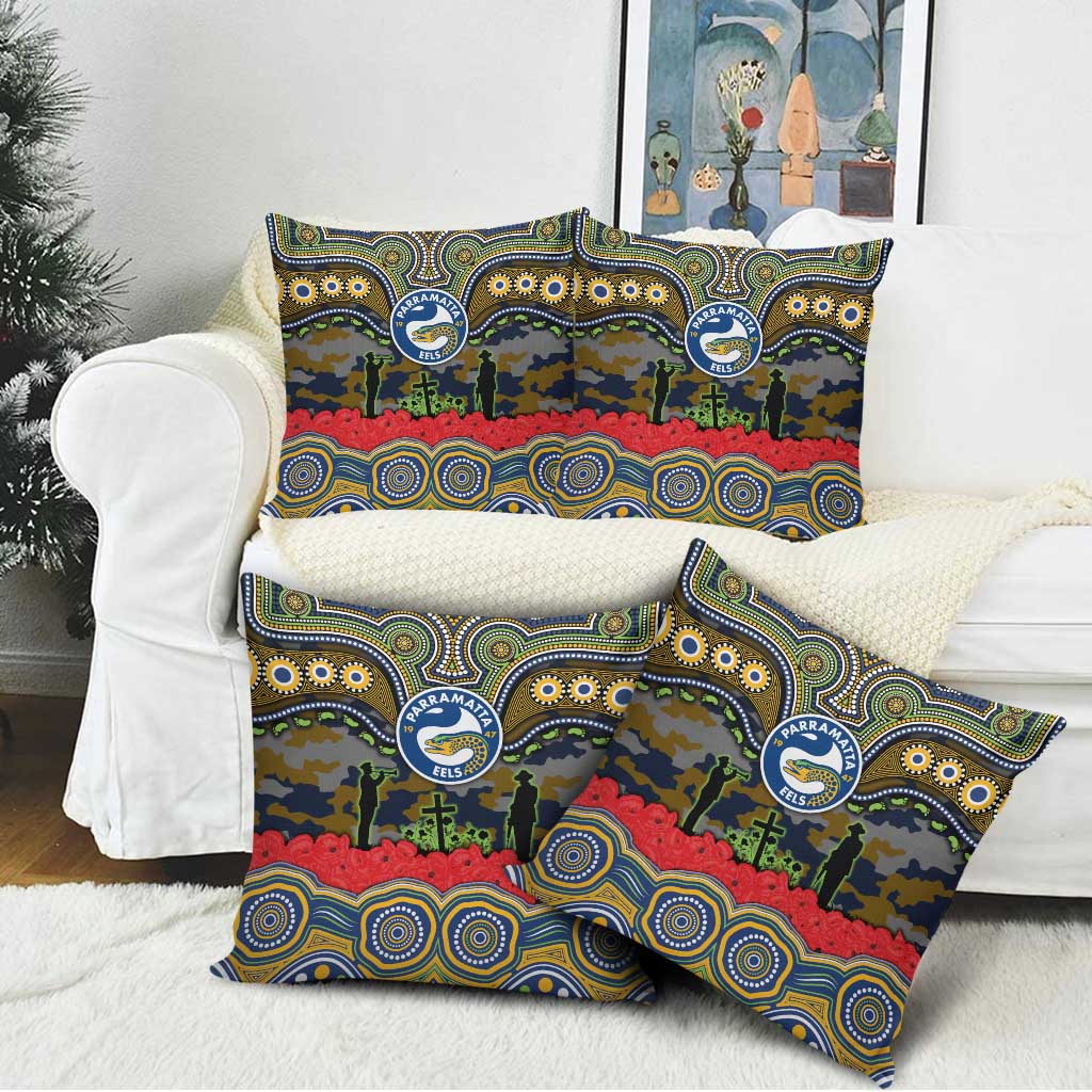 ANZAC Day Parramatta Eels Pillow Cover Military Memorial Aboriginal Indigenous Art