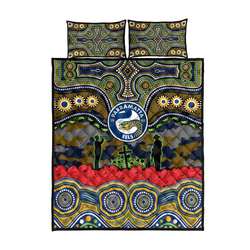 ANZAC Day Parramatta Eels Quilt Bed Set Military Memorial Aboriginal Indigenous Art