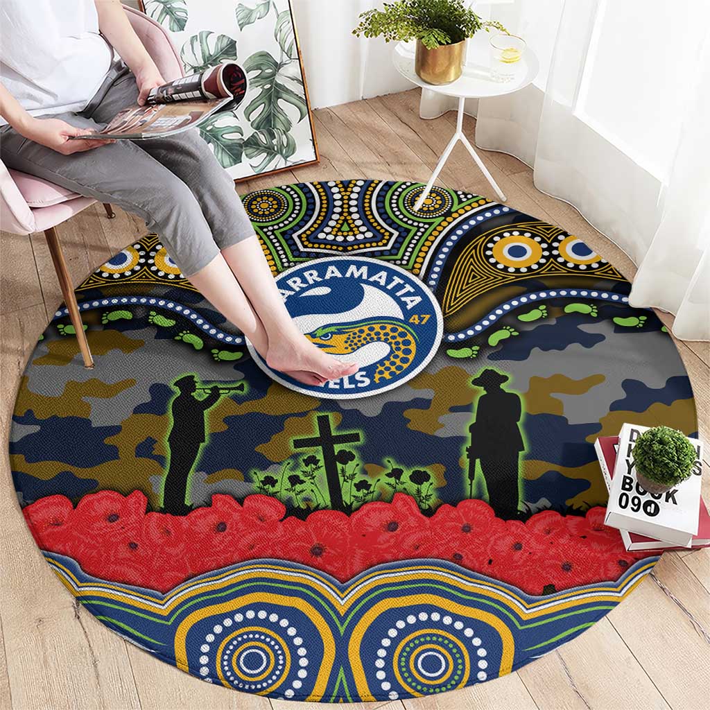 ANZAC Day Parramatta Eels Round Carpet Military Memorial Aboriginal Indigenous Art