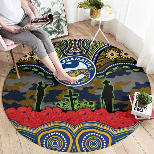 ANZAC Day Parramatta Eels Round Carpet Military Memorial Aboriginal Indigenous Art