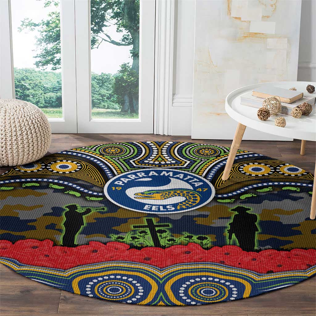 ANZAC Day Parramatta Eels Round Carpet Military Memorial Aboriginal Indigenous Art