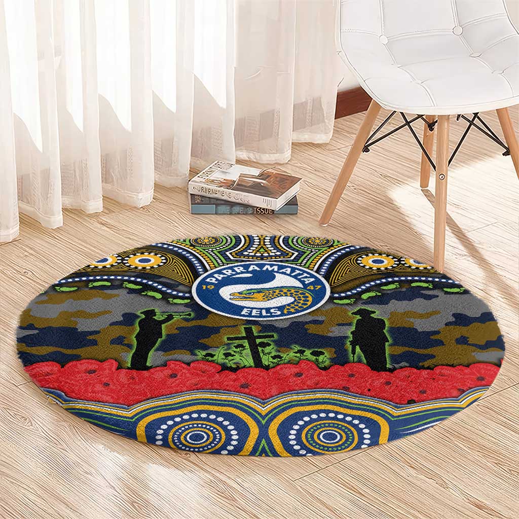 ANZAC Day Parramatta Eels Round Carpet Military Memorial Aboriginal Indigenous Art