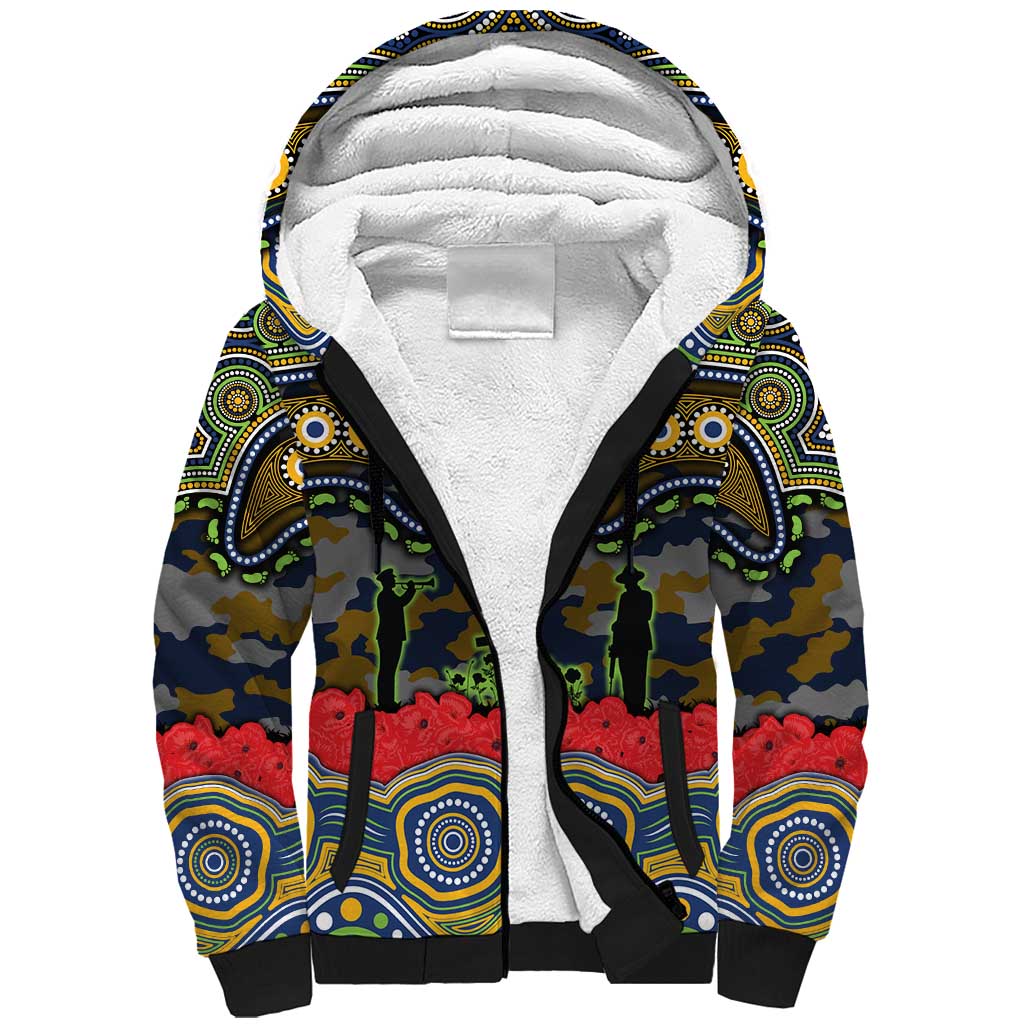 ANZAC Day Parramatta Eels Sherpa Hoodie Military Memorial Aboriginal Indigenous Art